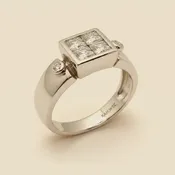 14K Brush/Matte Finish Diamond Ring