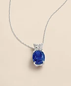 0.3 CT. Lab-Grown Diamond 12mm Sapphire 14k White Gold Pendant Necklace
