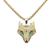 27-inch Diamond Gold Wolf Necklace