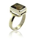 Sterling Silver Ring with Smokey Quartz Stone