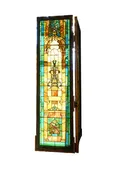 extra tall earth toned stained glass church window — Architectural Antiques