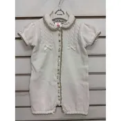 Creme Knit Girls Shortall w/Hand Emb on Collar