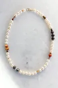 Akoya Pearl & Coral Daisy Necklace