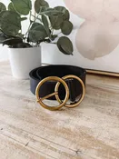 Black Double Circle Leather Belt