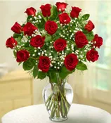 18 LONG-STEM RED ROSES