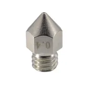 3D Printer Nozzle, Abrasion-Resistant Nickel-Plated Brass, MK8 Style, 0.4mm