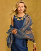 Josephine Reversible Pashmina Shawl in Bronze and Midnight Blue