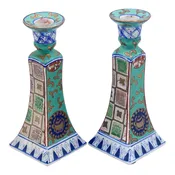 1960s Vintage Chinoiserie Ceramic Turquoise Candlesticks by Nora Fenton — Heirloom House Antiques