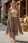 I Love Linen Brown Multi Print Pants