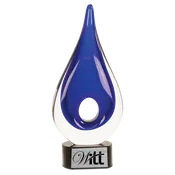 11 1/4" Blue Round Window Raindrop Art Glass