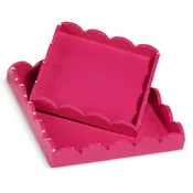 10" - 12" Pink Scalloped Trays Set Of 2