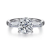 Lia - 14K White Gold Round Three Stone Diamond Engagement Ring