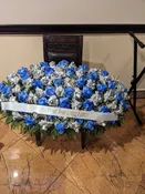 Blue & Silver Rose Funeral Wreath - Elegant Funeral Flower Arrangement — A1 Flowers