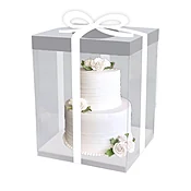 10 x 10 x 10 White Cake Box with Clear Window – Square Cake Display Box
