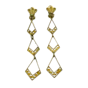 Antique 800 Silver Filigree Clip-On Dangle Earrings