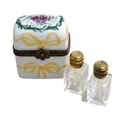 2 Perfume Bow Roses Porcelain Limoges Porcelain Art Object Gift