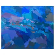 "Blue Landscape with Town" by Boris Chetkov — Bradbury Art & Antiques