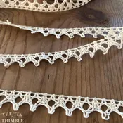 Crocheted Cotton Lace Trim - By the Half Yard - 1" Wide - Vintage Off White