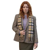 100% Irish Wool Scarf - Camel of Merrick Tartan Plaid, 12" x 60", Made in Ireland