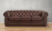 Aliso 3-Seater Leather Sofa With Rolled Arms