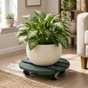 11.4" Sage Green Round WPC Plant Caddy -Ship Only