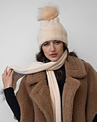 Faux Fur Pom-Pom Wool Hat