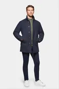 Cashmere Wool Car Coat, British Blue Herringbone