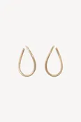 18k Yellow Gold Curved Oval Hoop Earrings
