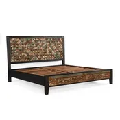 Home Trends &amp;amp; Design Rio Platform Bed with Headboard, Reclaimed Wood