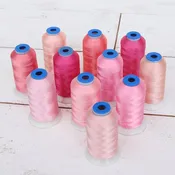 11 Cone Pink Color Builder Polyester Embroidery Thread Set - 1000m Cones - Brilliant Finish