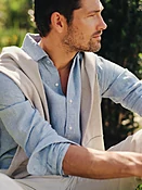 Blue/White Micro Gingham Gramercy Linen Shirt | Men's Shirts | J.McLaughlin