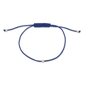 14kt Diamond Dot on Blue Nylon Bracelet - Men