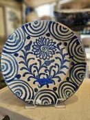 Antique Spanish Fajalauza Bowl From Granada With Custom Heavy Duty Hanging Harness #10, 12″ Diameter