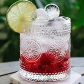10 oz.Beaded Floral Clear Drinking Glasses (Set of