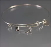 Adjustable Sterling Silver Cancer Awareness Bracelet