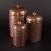 Copper Kitchen Canisters - Small Set, 3 Pieces