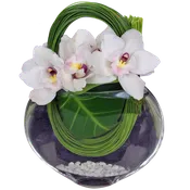 AF 100-22 Modern Cymbidium Orchid Glass Vase Floral Arrangement
