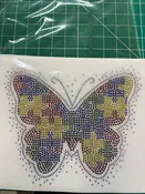Autism Puzzle Butterfly Rhinestone Transfer