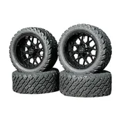 14 Inch Glossy Black Fusion Golf Cart Wheels With 23x10-14 Street Tires, Set of 4