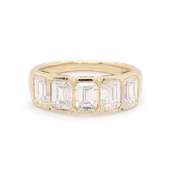 5 Stone Lab-Grown Emerald-Cut Bezel Diamond Band