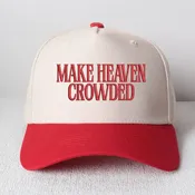 Premium Make Heaven Crowded Two-Tone Embroidered Canvas Hat (Red)