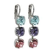 Mariana "Pastel Rainbow" Rhodium Plated Three Stone Crystal Earrings, 1440/1 144ro