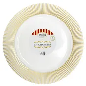 Dining Collection 13" Round Charger Plates - Luminance (White / Gold) - 4 ct.