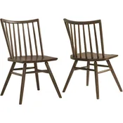 Alvar Spindle Back Dining Chair in Walnut Brown Finish Wood (Set of 2)