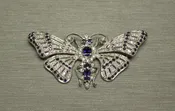 18KT White Gold 4.45TCW Diamond &amp; Kashmir Sapphire Butterfly Pin / Slide Pendant C1970