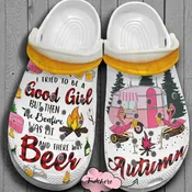 “Bonfire &amp; Beer” – Funny Flamingo Camping &amp; Autumn Crocs
