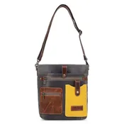 Canvas & Leather Women's Crossbody Bag - Xanthous/Jet