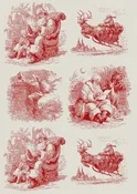 Christmas Toile - A3 Rice Decoupage Paper