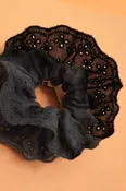 Black Large Vintage Scrunchie