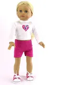 2 PIECE HEART CHEER SUIT FOR AMERICAN GIRL DOLL